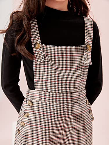 Shein Girl's Plaid Sleeveless Pinafore Jumpsuits Criss Cross Button Overalls Pants Multicolor 11-12Y #TOP4