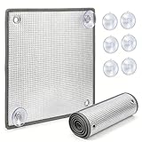 Reflektierende Isolierfolie für Wohnmobil Fenster, 8mm Dick Alufolie Hitzeschutzfolie mit Saugnapf, Verdunkelung Sonnenschutzfolie Wärmeisolierung für Wohnwagen Auto(Grau,70cm x 120cm)