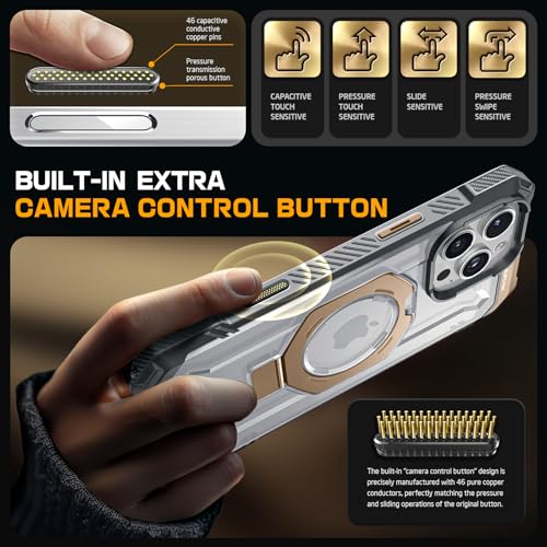 Image of SUPCASE for iPhone 16 Pro Case with Camera Control Capture Button (Unicorn Beetle Grip), [Compatible with MagSafe] Heavy Duty Rugged Magnetic Stand Phone Case for iPhone 16 Pro 6.3'' 2024, Desert /Gold