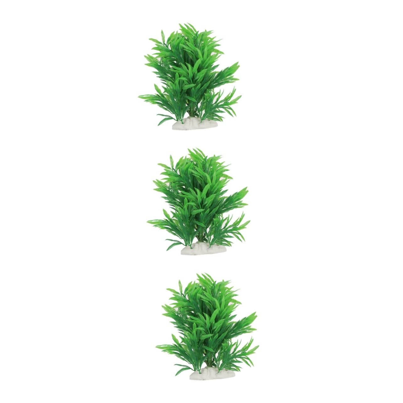 DOITOOL 3 Stücke Künstliche Wasser Aquarium Grün Gras Decor Blatt Pflanze Landschaft Salz Frische Wasser