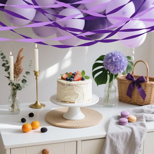 Image of 4 Crepe Paper Streamers Rolls, 328ft Pack of Purple and Dark Purple Crepe Paper for Women Girls Birthday Mothers Day Wedding Baby Showers Valentine's Day Party Decorations (1.8 inch x 82 ft /Roll)