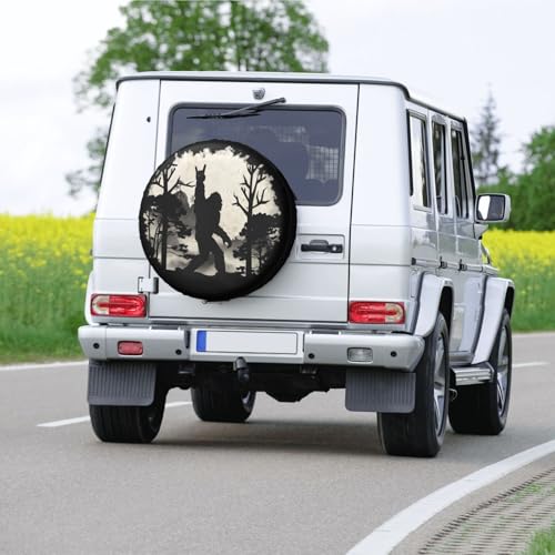 Sasquatch Bigfoot Trees Forest Spare Tire Cover Waterproof Universal Vehicle Wheel Covers Fit for RV Truck SUV Travel Trailer Camper Car Accessories Wheel Protectors 16 inch
