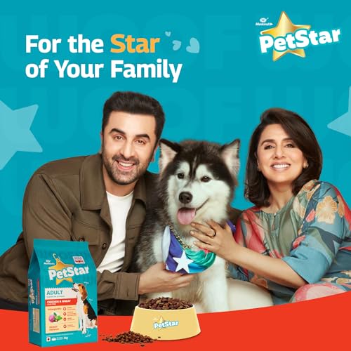 Image of Petstar Adult Dry Dog Food (High Protein) Chicken & Wheat Flavor, 1kg and Mankind BubbleStar Neem & Aloe Vera 2-in-1 Shampoo & Conditioner for Dogs & Cats,200 ml
