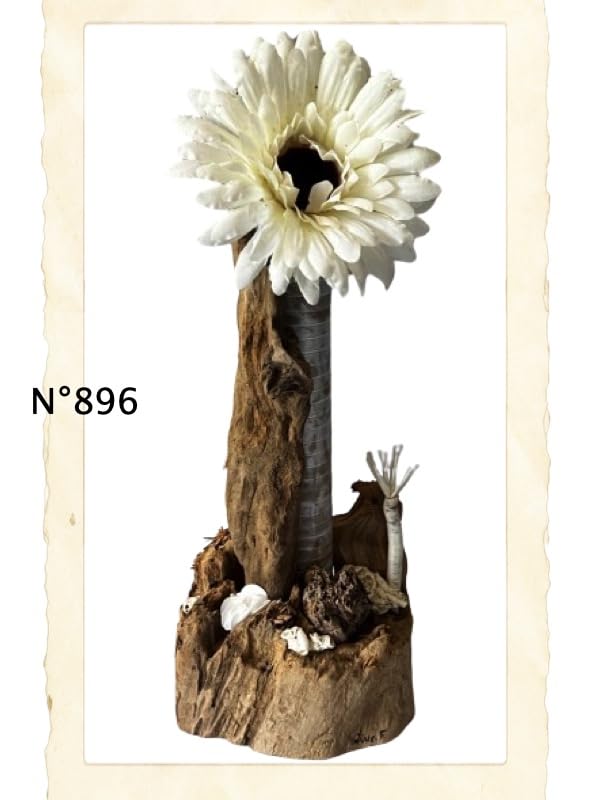 Vase sec bois flotté N896 soliflore stable pour fleurs durables - 3