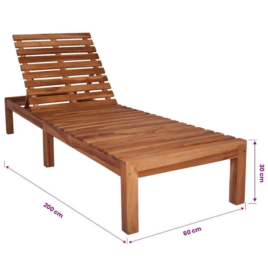 vidaXL Lettino Prendisole in Legno Massello di Teak
