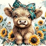 Easy Paint by Numbers Kit for Adults Beginner, Cow Adult Paint by Number Kits on Canvas, DIY Painting with Numbers for Adults, Acrylic Simple Oil Paint by Number Kits for Home Wall Decor 16x16 In