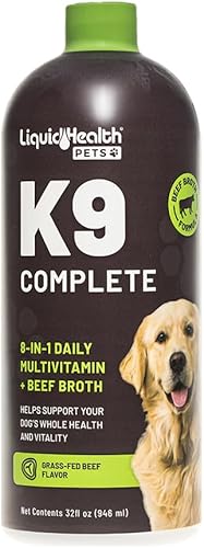 LIQUIDHEALTH Pets K9 - Multivitamínico líquido completo 8 en 1 para perros adultos mayores y cachorros, fórmula completa todo en uno, vitaminas