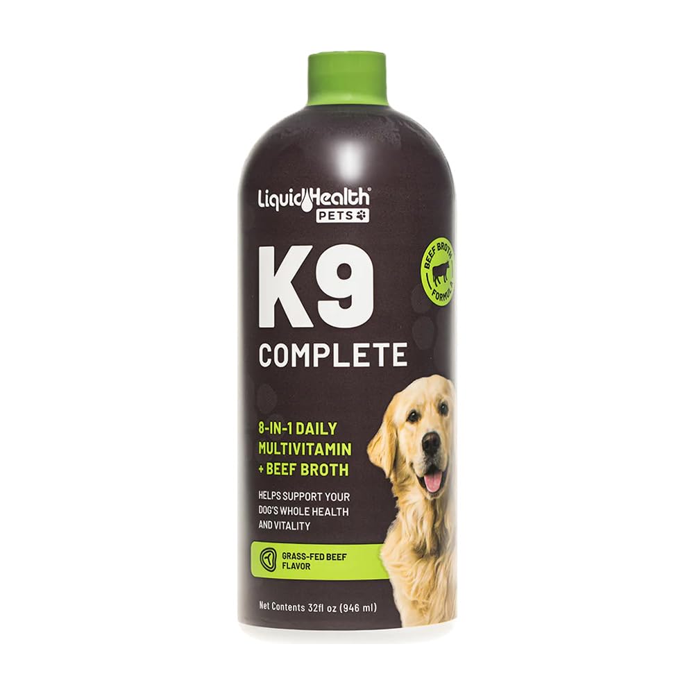 LIQUIDHEALTH Pets K9 Complete 8-in-1 Liquid Multivitamin for Adult Senior Dogs & Puppies, All in One Complete Formula Canine Vitamins for Skin & Coat, Joint Health, Immune Support - USA Made (32 oz)