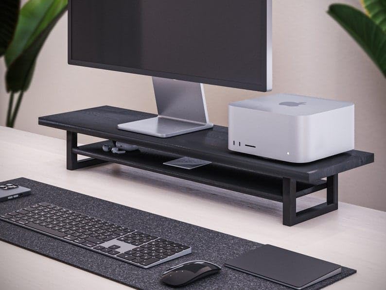 carpentray Store 100Cm Wooden Monitor Stand with Storage Organizer for Desk, Tables, Office, Home, Studio, Study Table | Desktop Ergonomic Monitor Stand Riser (80 Cm Long, Beach)