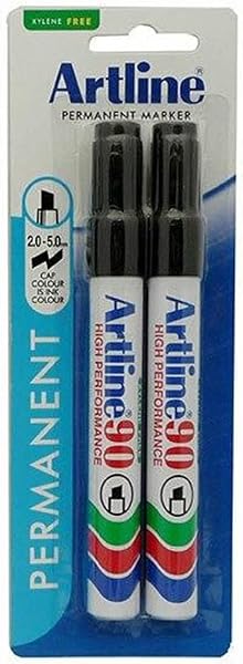 Artline 90 Permanent Marker Black 2 Pack