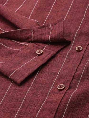 Image of The Indian Garage Co Men Slim Fit Vertical Striped Long Sleeves Casual Shirt