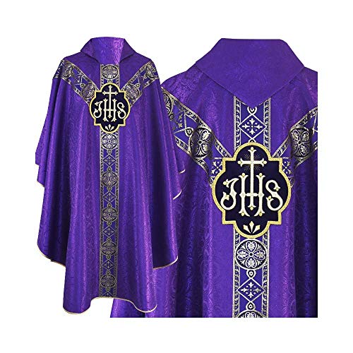 Vestment Purple - Semi Gothic style Chasuble with a matching stole, Vestments for Priest, Catholic Vestments, Liturgical Chasuble.