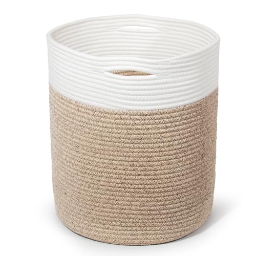 SYLANDO 32L Waschekorb aus Baumwolle mit Griffen (D34*H40cm), Aufbewahrungskorb Geflochten, Laundry Baskets, Korb Aufbewahrung für decken, spielzeug,...
