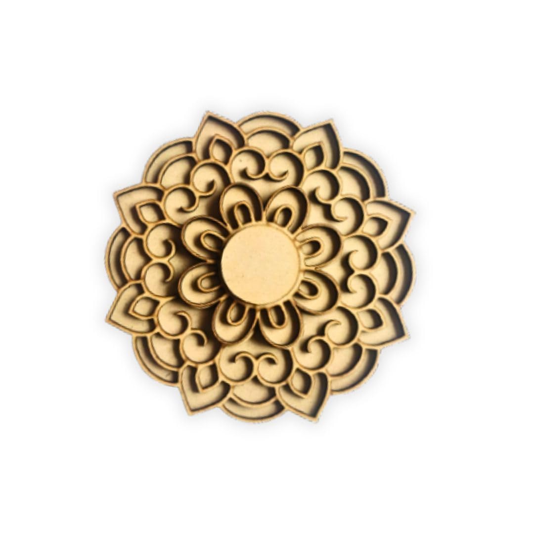 Little Things Cute, 3D DIY Rangoli, 4 Layers, Size - 8 inch, T-Light Candle/Diya Holders, MDF Cutout, Laser Cut Wooden Base, Craft Activities for Kids Workshop, DIY Home Decor, Festival