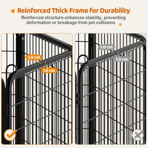 Image of Yaheetech 40 inch H 6-Panel Extra Wide Dog Playpen w /Door for Indoor Outdoor | Heavy Duty Metal Frame, Secure Latch Gate, Tool-Free Assembly, Portable For Yard RV Camping, Ideal For Medium & Large Pets