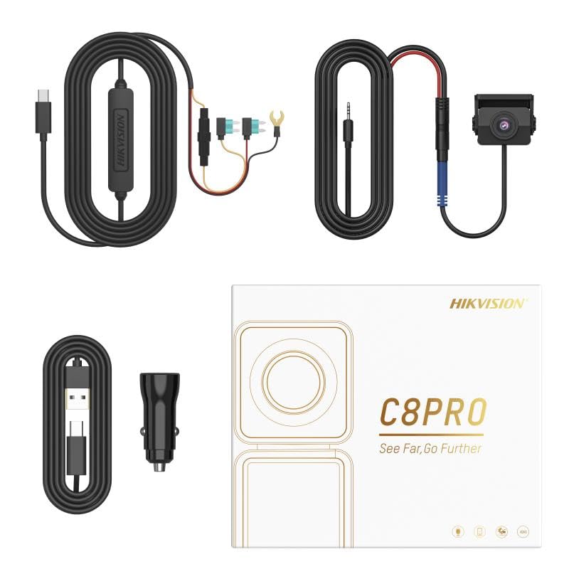 Image of HIKVISION C8Pro 4K Dual Channel Dash Camera for car | ADAS Alerts | 2.45 inch IPS Display | G-Sensor | Night Vision | Built in Wi-Fi | Voice Control | Supports Up to 256GB|Without Hardwire kit