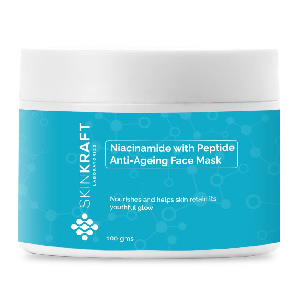SkinKraft Anti Ageing Face Mask, Customized Face Pack With 4% Niacinamide, Peptide & Vitamin E, Helps With Fine Lines & Ageing, For Women & Men - 100gms