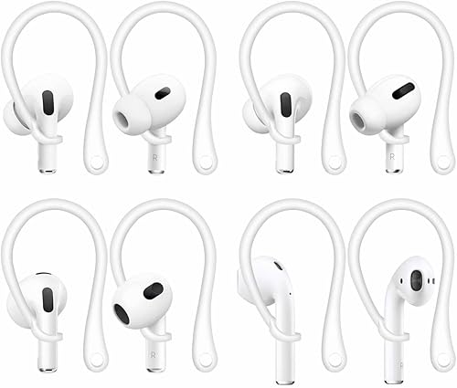 4 pares antideslizantes - Compatible con AirPods 4 ganchos para las orejas, diseño ergonómico de repuesto, ajuste cómodo, puntas de oreja,