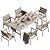 Polyhouz Outdoor Dining Set for 6, 7-Piece Patio Table and Chairs Set, HDPE Outdoor Dining Table and Chairs with Umbrella Hole, All-Weather Dining Furniture Set,White Brown
