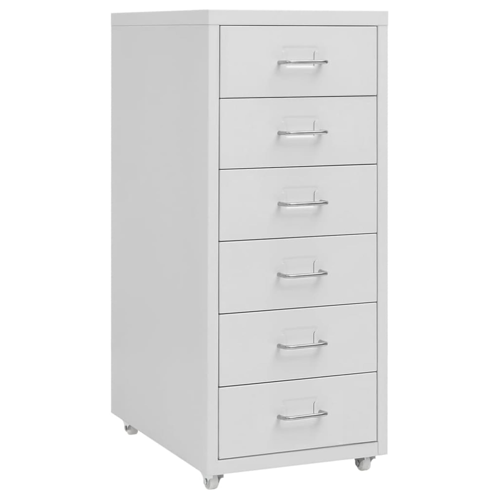Homgoday Metall Aktenschrank mit Rollen Grau 28x41x69 cm 6 Schubladen Büroschrank für Aktenordnung und Büroorganisation 335917