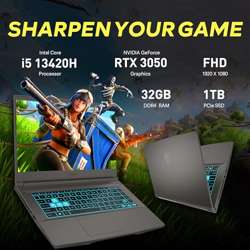 Image of msi Thin 15.6 inch FHD 144Hz Gaming Laptop, Intel i5-13420H, NVIDIA GeForce RTX 3050, 32GB RAM, 1TB SSD, Backlit Keyboard, Wi-Fi 6, Windows 11 Pro, Gray, 1TB Docking Station Set