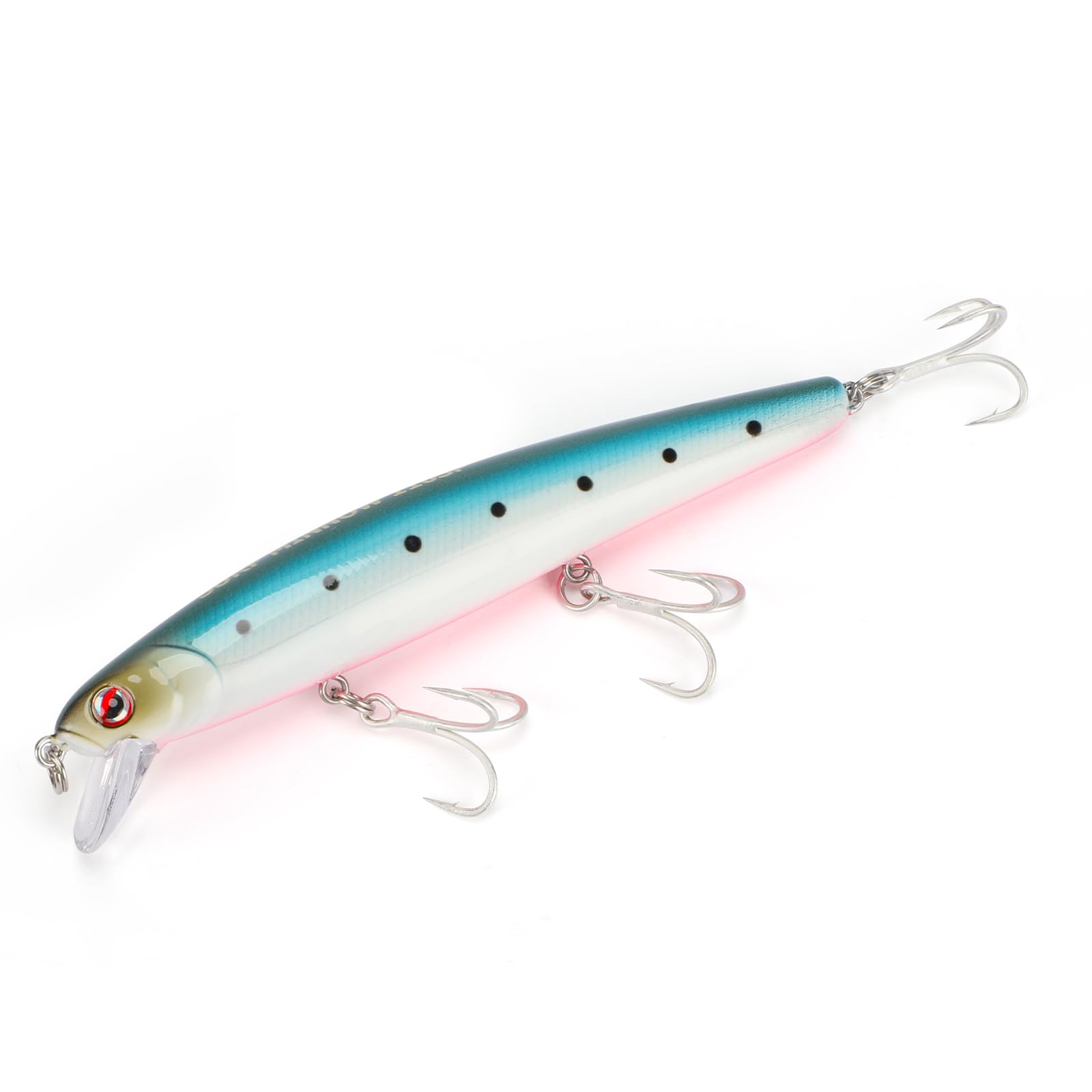 LITTMA California Surf Fishing Lures Saltwater Jerkbait Crankbait Surf Minnow 110 - Metallic Sardine Super Glow & Pearl Pink Belly Glow Lures for Halibut & Striper Fishing