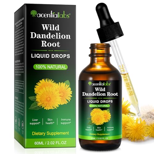 Wilde Löwenzahnwurzel Extrakt Flüssig 100% Natürlicher Löwenzahnwurzel Tropfen Dandelion Root Extract Löwenzahn Tinktur zur Unterstützung Leberentgiftung und Reinigung Alkohol & Zuckerfrei 60 ml
