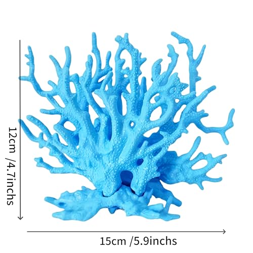 Image of Blue Aquarium Coral Fish Tank Decorations Aquarium Landscape | Realistic coral aquarium decoration, 5.9 inch x 4.7 inch , suitable for fish, works for freshwater /saltwater tanks, easy to clean