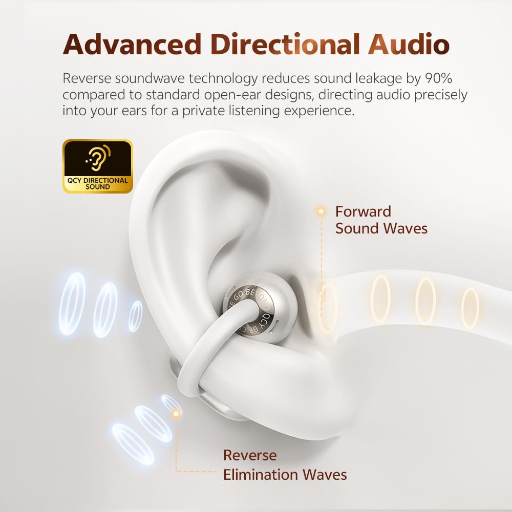 QCY Crossky C50 Clip On Earbuds Open Ear Wireless Bluetooth 6.0 Headphones with 4 Mic, 35H Playtime Ear Cuff Earbuds Comfortable for Running/Fintness, IPX5 Waterproof, Ultra Lightweight - Image 5