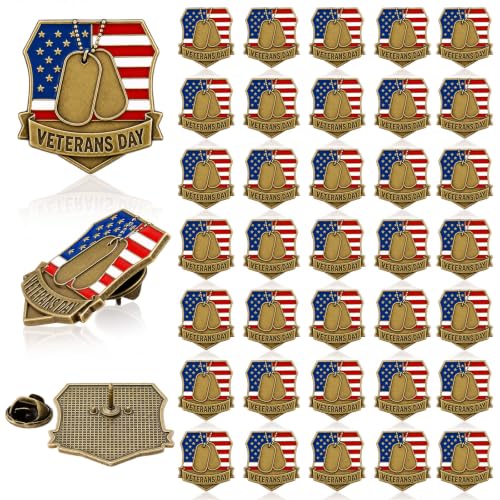 Image of Yinkin 48 Pcs Veterans Day Label Pins Patriotic Stars Enamel Pins Bulk