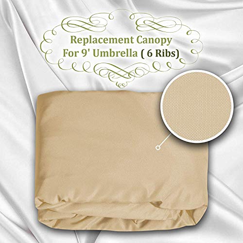 Benefitusa Umbrella Cover Canopy 9Ft 8 Rib Patio Replacement Top Outdoor- Beige #TOP4