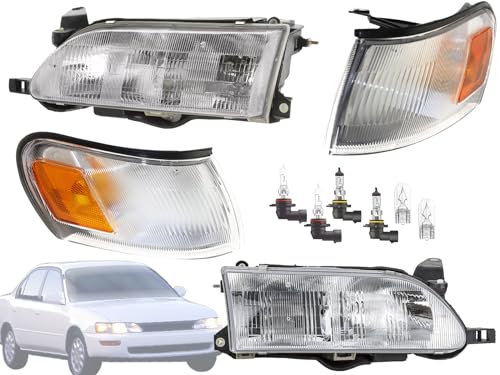 Auto Parts Avenue APA Replacement Headlight Corner Lamp for 1993 1994 1995 1996 1997 Corolla Bulbs Included COMBO Set TO2503107 TO2502107 TO2551106 TO2550106