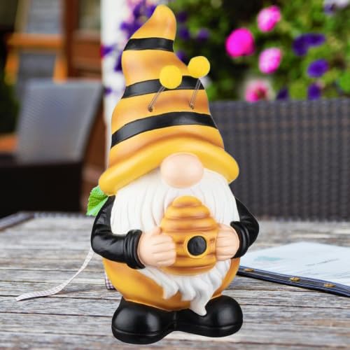 New Adorable Yellow Gnome Figurine Bee Design Ornament Durable Waterproof Indoor Outdoor Decoration Statue Add Some Charm To Your Garden Yard Patio Home Decor Gift -A27