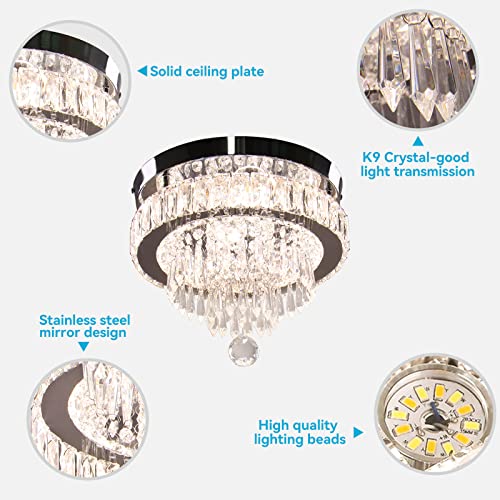 Modern Dimmable Crystal Chandelier – LED Flush Mount Ceiling Light - Image 7