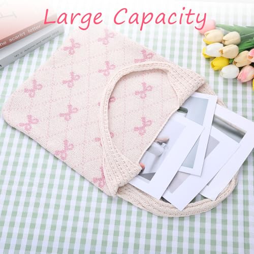 Crochet Tote Bag, Beach Mesh Knitted Shoulder Handbags Aesthetic Shopping Casual Travel Foldable Hobo Bags for Women4