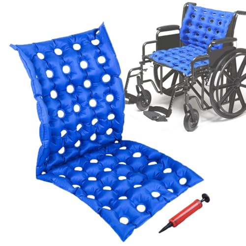 HELINAZI Cojín de asiento inflable con aire con la espalda completa, almohadilla para el asiento para silla de ruedas, para discapacitados para ancianos postrados en cama