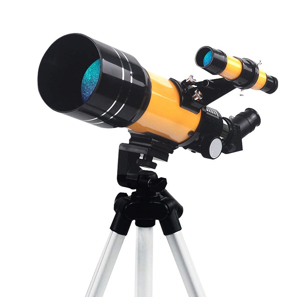 Telescopio, telescopio Refractor astronómico de Apertura de 70 mm con trípode Ajustable Telescopio astronómico con Adaptador para teléfono Inteligente Gran Regalo para niños Principiantes para