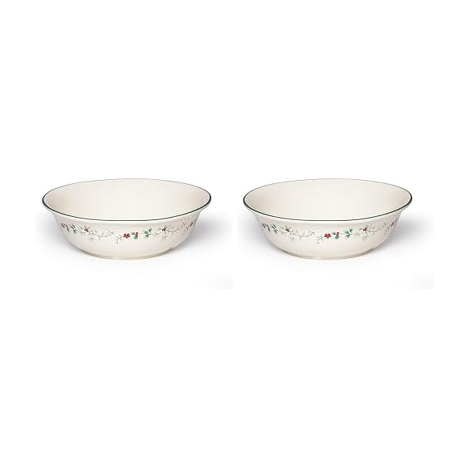 Pfaltzgraff Winterberry Round Serve Bowl Stoneware Gift Box, 10", Assorted (Pack of 2)