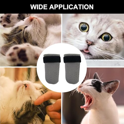 Image of 4 PCS Cat Booties Adjustable Cat Claw Covers Breathable Mesh Anti-Scratch Claw Caps for Kitten, Bathing and Nail Trimming(M,Grey)