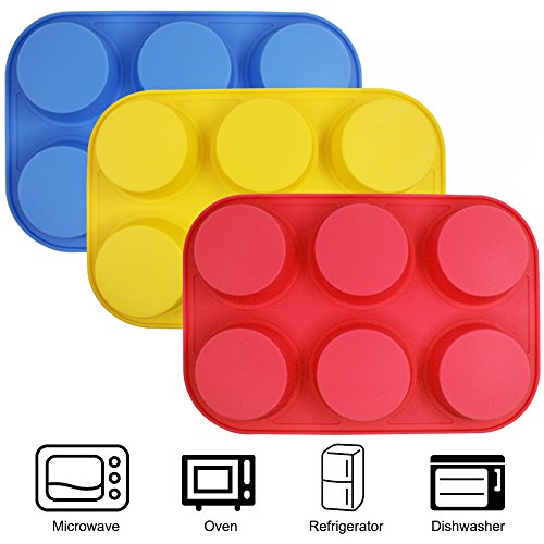 6-Cup Silicone Muffin Mold, Sourceton 3 Packs Of Muffin Pan, Non-Stick Baking Pan, Flexible, Cupcake Pans, Oven #TOP1