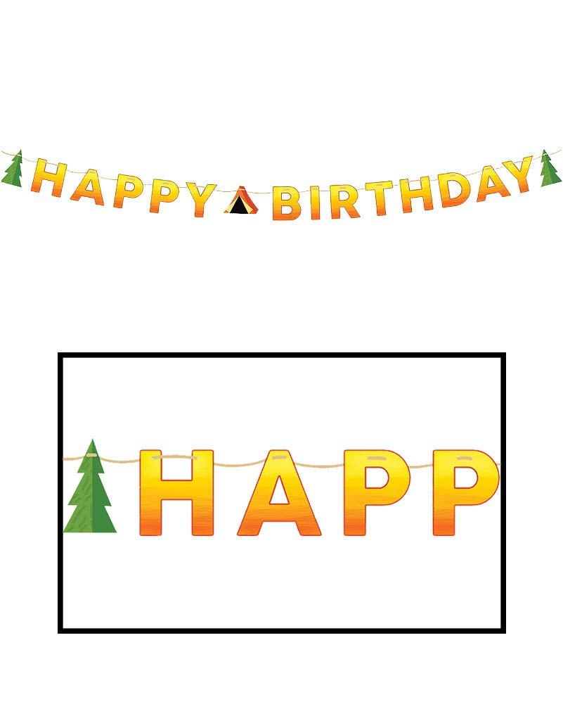 Creative Converting Camping Happy Birthday Letter Banner W/Twine, Multicolor