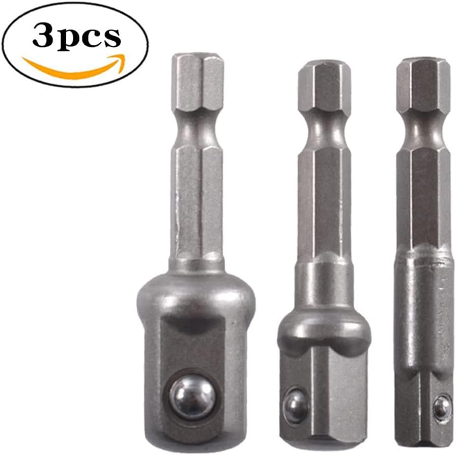 3 Pcs 1/4 3/8 1/2 Bit Socket Adapter Rotatable For Cordless Drill Ratchet Extension Socket Wrench Adapter Set