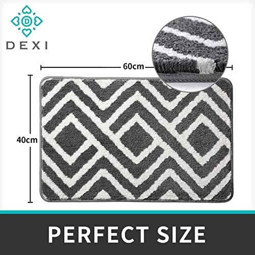 DEXI Ultra Soft Bath Mat Non Slip Bathroom Mat Water Absorbent Bath Rug Microfiber Carpet Machine Washable Floor Mat - Dark Grey,40 x 60 CM