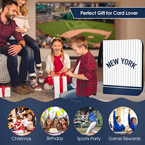 Baseball Card Binder With Sleeves 400 Pocket, Baseball Card Holder For Trading Cards Baseball Collector Album New York Sports Card 3 Ring Binder Storage Book Folder For Kids Gift (White) #TOP5