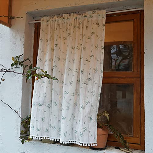 Medias cortinas de cocina LUNEZY de algodón y lino para filtrado de luz, 1 pieza 2