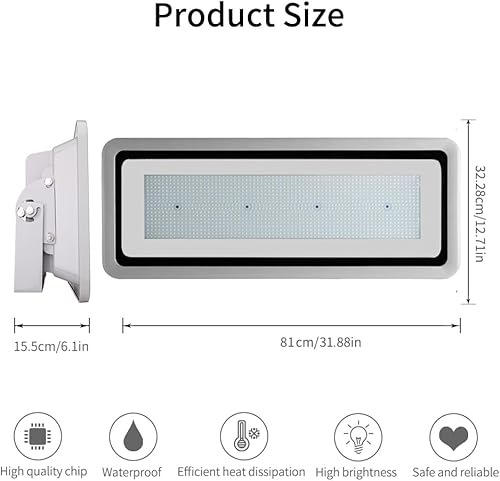 Miniatura 4 de Luz de inundación LED de 1000 W, luz de inundación de paisaje al aire libre de 110000 lm, luz de seguridad, 2800-3000 K, trabajo para garaje,