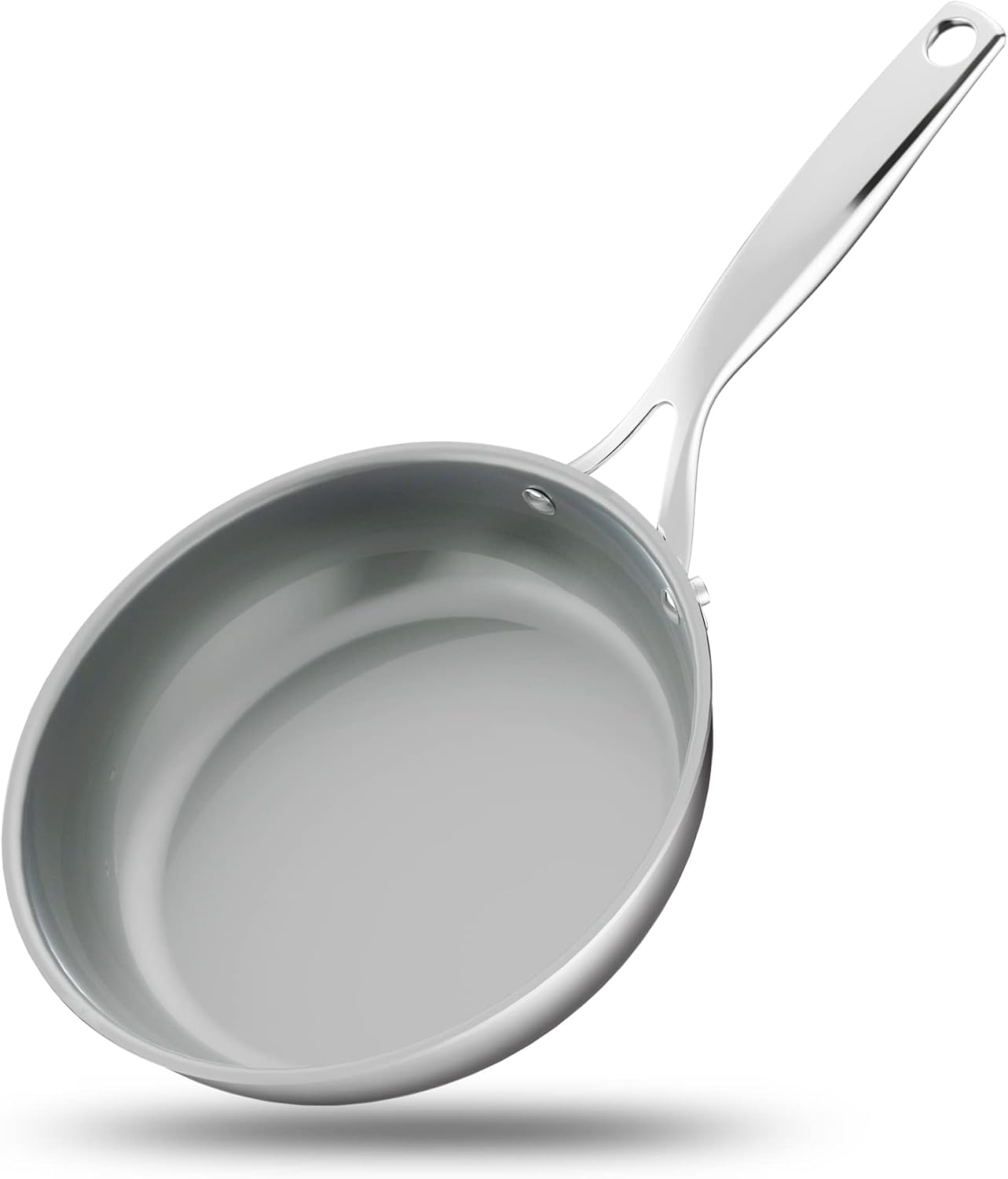 NutriChefKitchen Hollowed Cast Handles - Works w/ Model NCSSX45 9.5'' Large Fry Pan - PFOA/PFOS Free Stainless Steel Stain-Resistant Frying Pan Kitchen Cookware w/Durable Ceramic Non-Stick Coating
