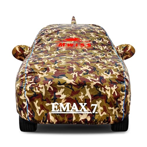 Image of Waterproof Car Cover for BYD eMAX 7 | Dustproof, UV & Scratch Resistant Soft Cotton Lining | Triple Stitched, Mirror Pockets & Elastic Hem | Jungle