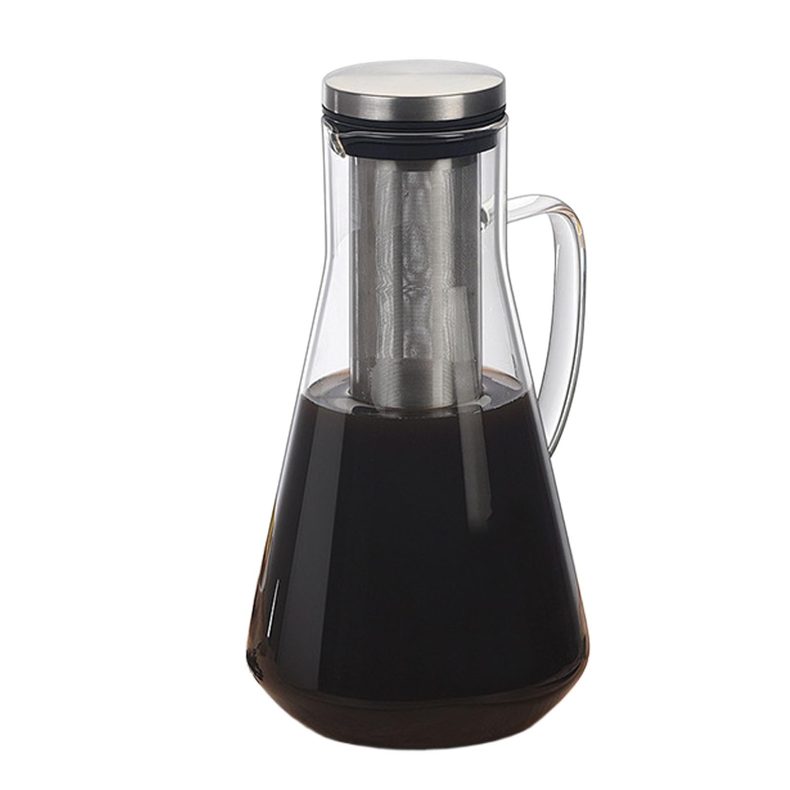 Pssopp Brocca per caffè Freddo Sigillata, Barattolo per caffè Freddo Multifunzionale in Vetro Borosilicato Dal Design in Scala con Filtro in Acciaio Inossidabile per tè e Bevande Alla (1600ml)