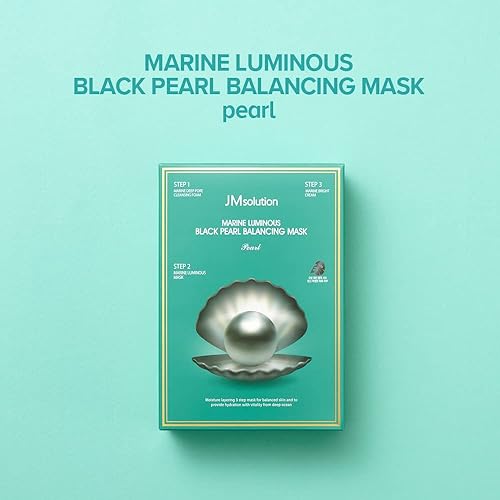 Miniatura 2 de JM Solution - Máscara facial coreana para el cuidado de la piel de 3 pasos con perlas luminosas marinas para el cuidado de la piel, 10 hojas para
